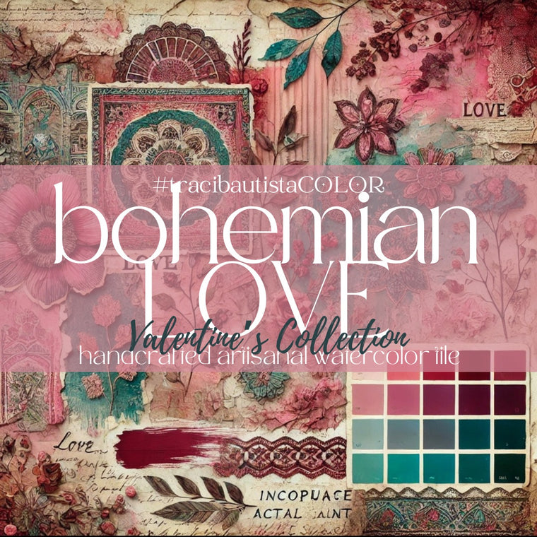 #tracibautistaCOLOR ~ Bohemian LOVE multicolor watercolor mini tile